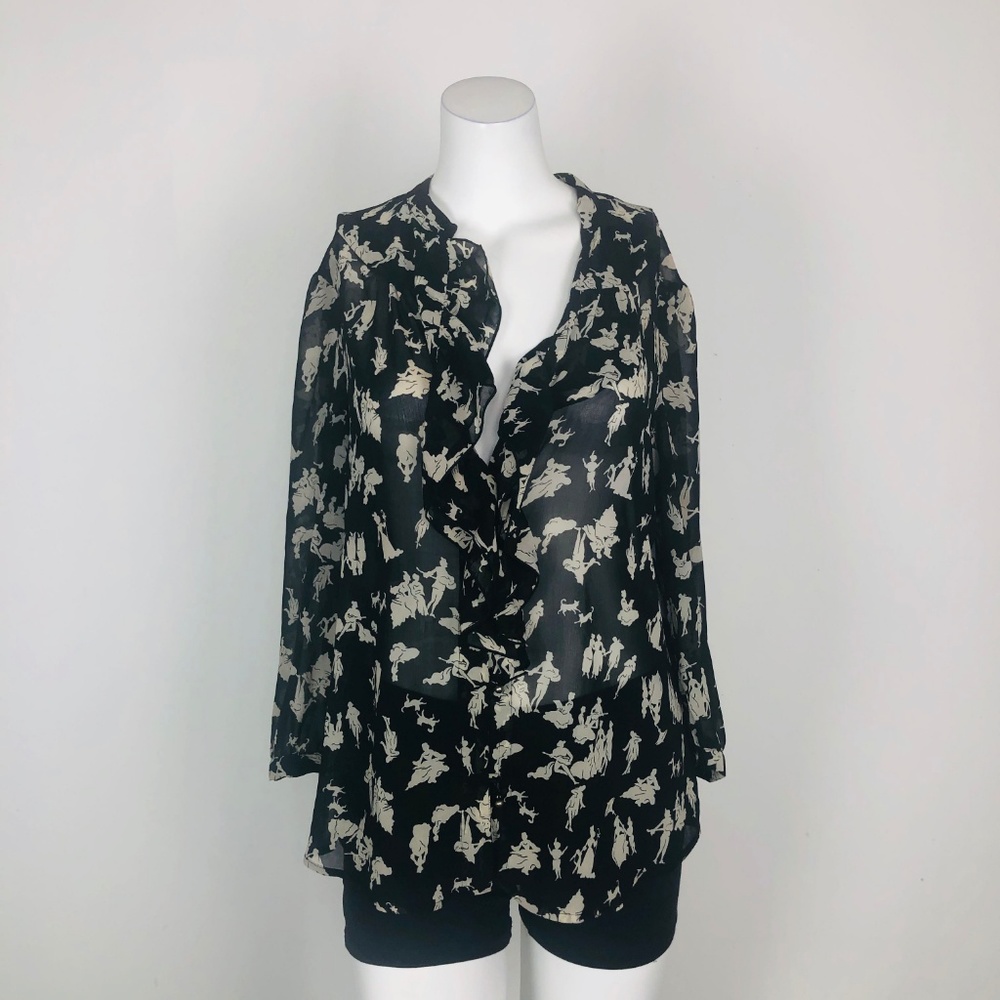 HD In Paris Ruffled Picea Black Dance Music Blouse - Picture 2 of 6
